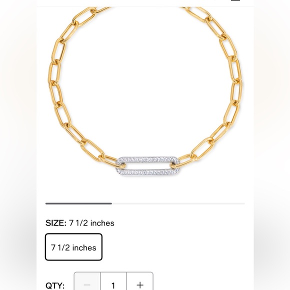 Diamond Elongated Pavé Link Paperclip Link Bracelet - Picture 4 of 7